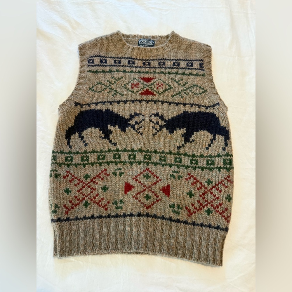 Vintage Lands End Nordic Knit Patterned Sweater Vest EUC 0541
